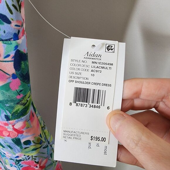 NWT Aidan by Aidan Mattox Off the Shoulder Floral Dress Lilac Multi Size 10 - Picture 13 of 16